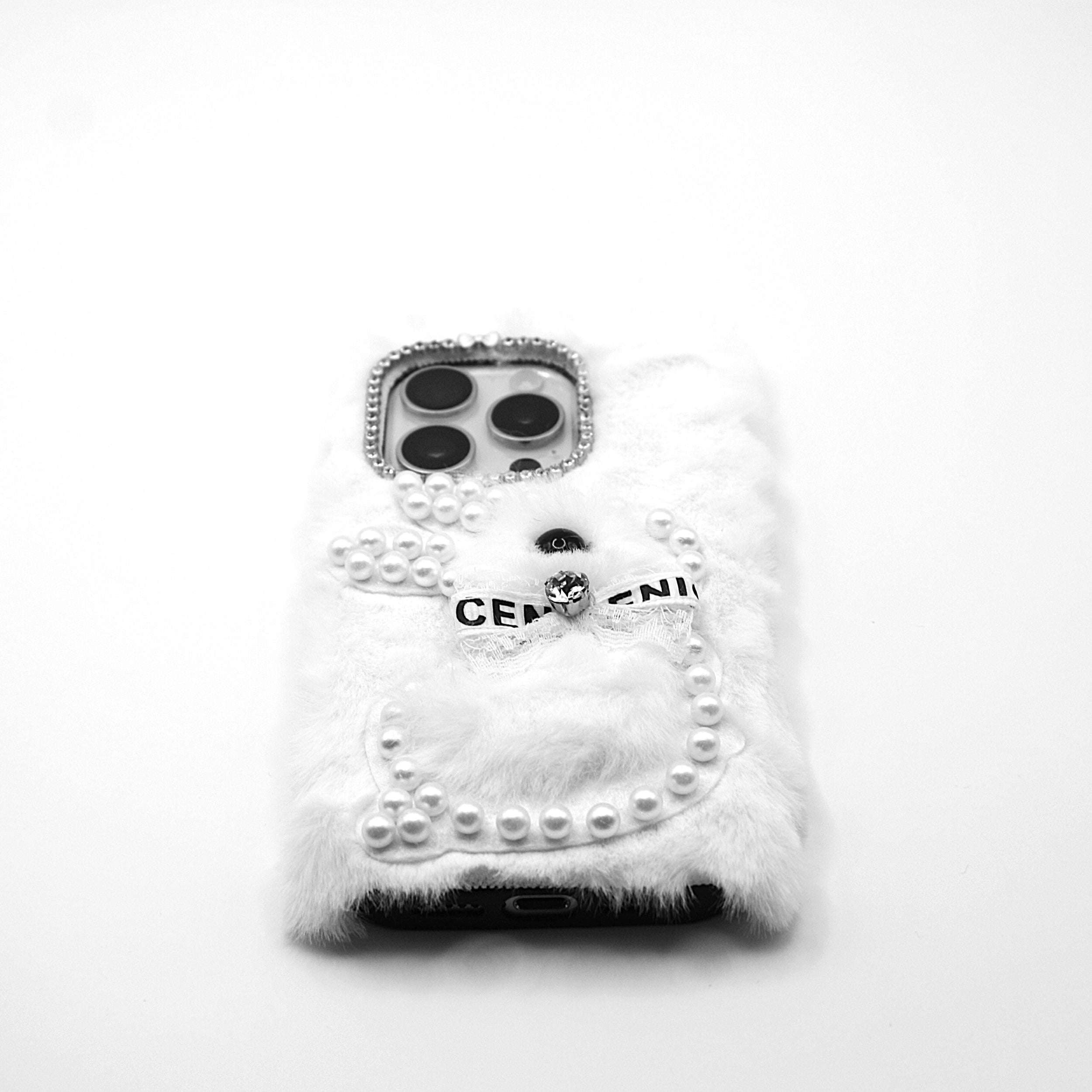 Fluffy Kanin 3D Cartoon TPU Cover - Hvid