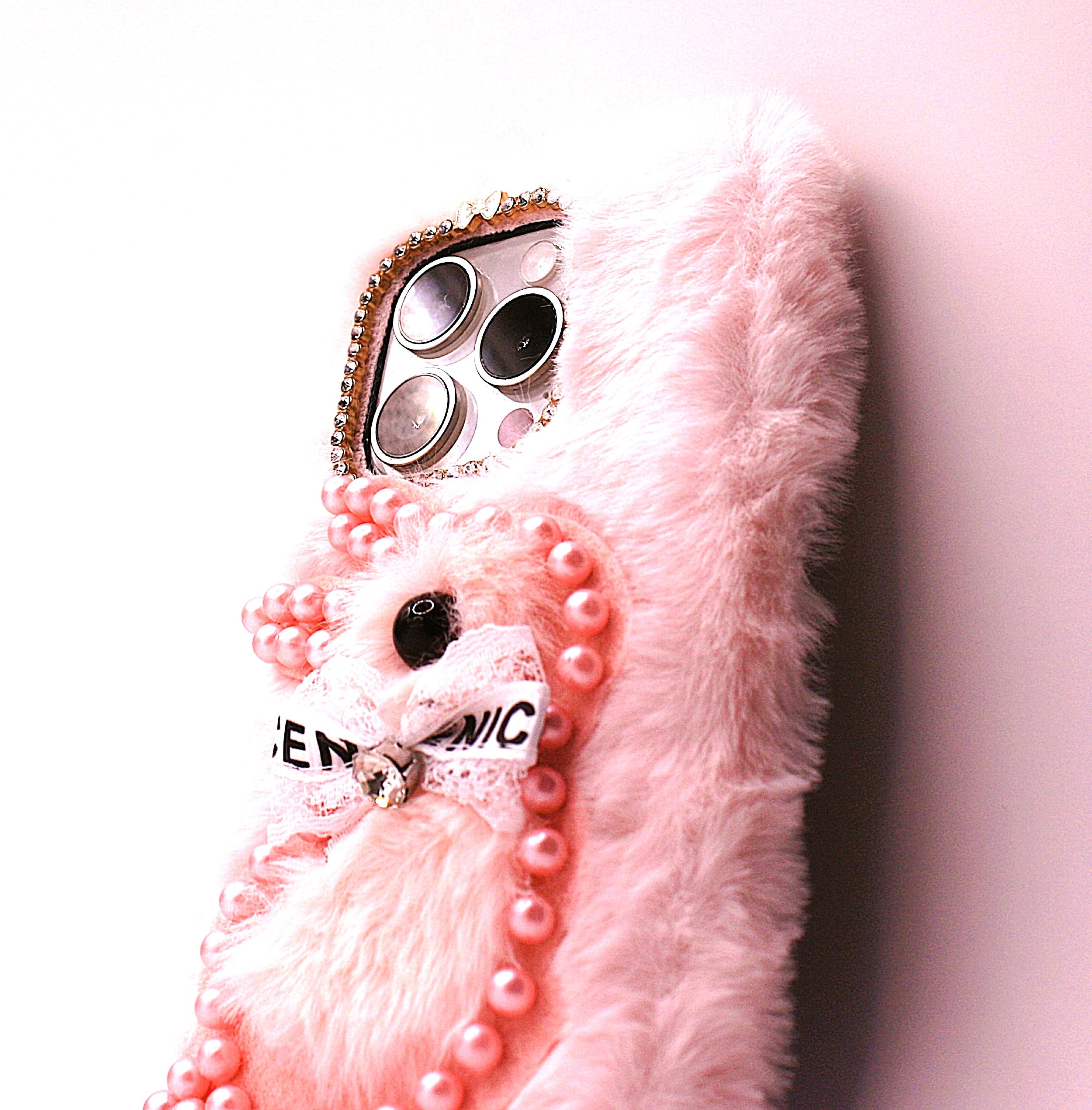 Fluffy Kanin 3D Cartoon TPU Cover - Pink