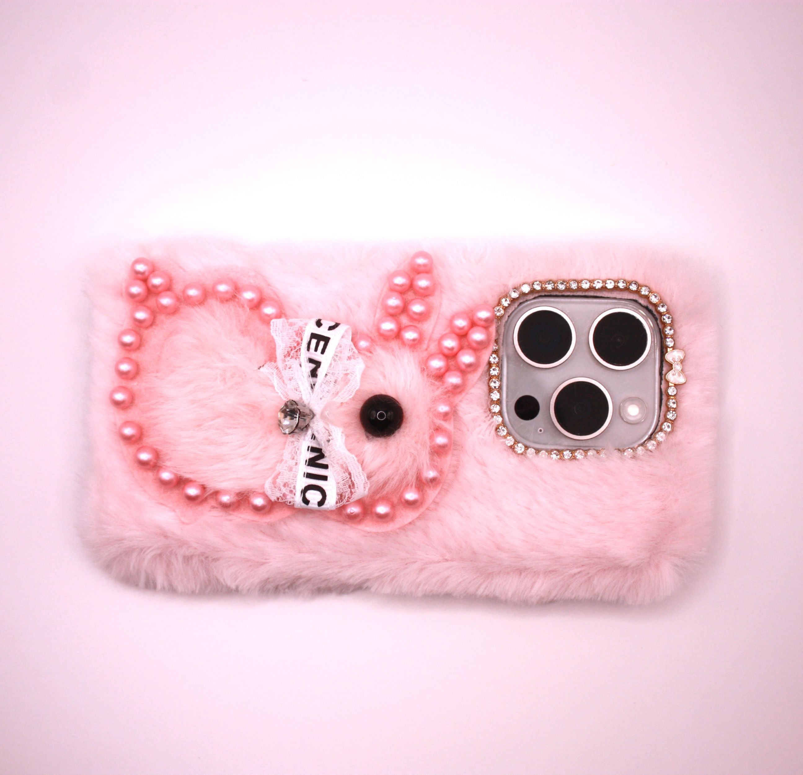 Fluffy Kanin 3D Cartoon TPU Cover - Pink